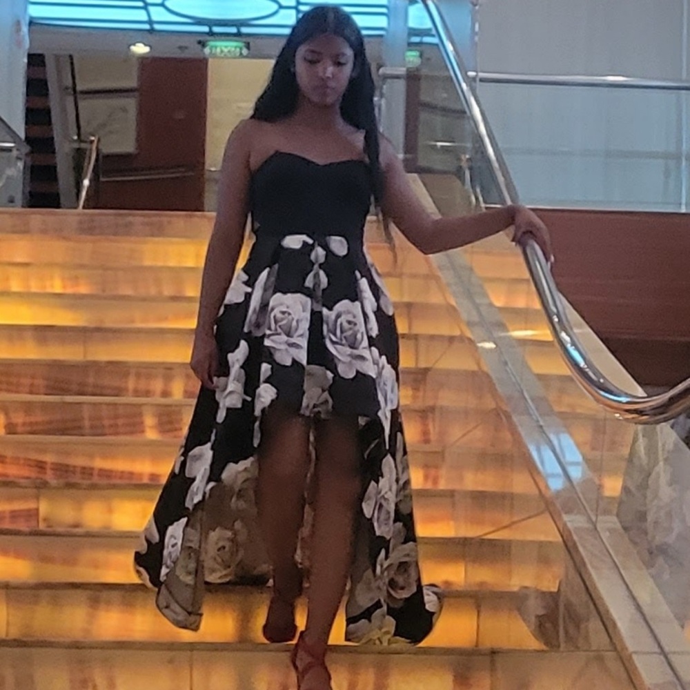 Elegant Black Floral Women's Dress